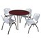 Kee Kee Round Table & Chair Set, Wood, Metal, Plastic Top, Mahogany TB48RNDMHBPCM47GY - alternate 1
